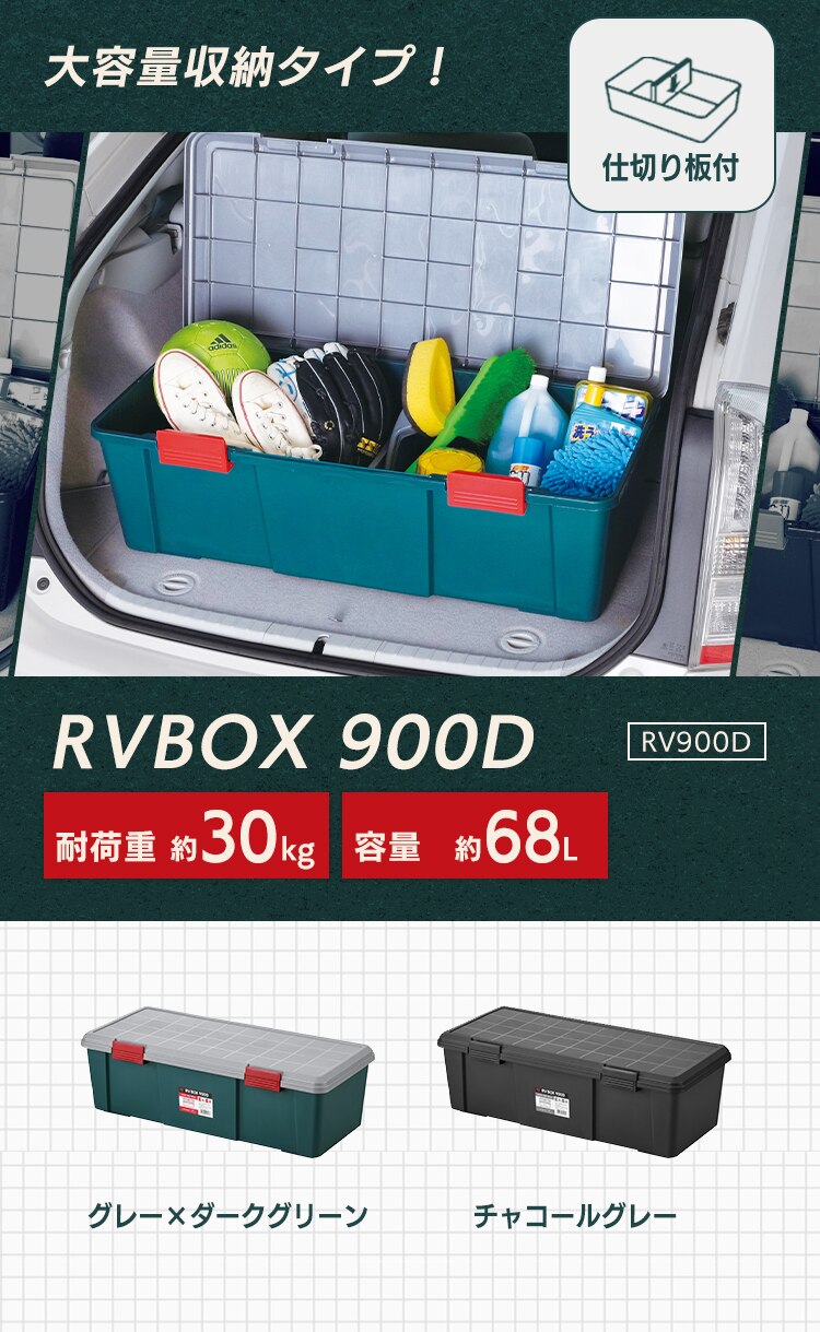  収納ボックス RVBOX 900D 耐荷重30kg 仕切り板付き RV900D チャコールグレー1