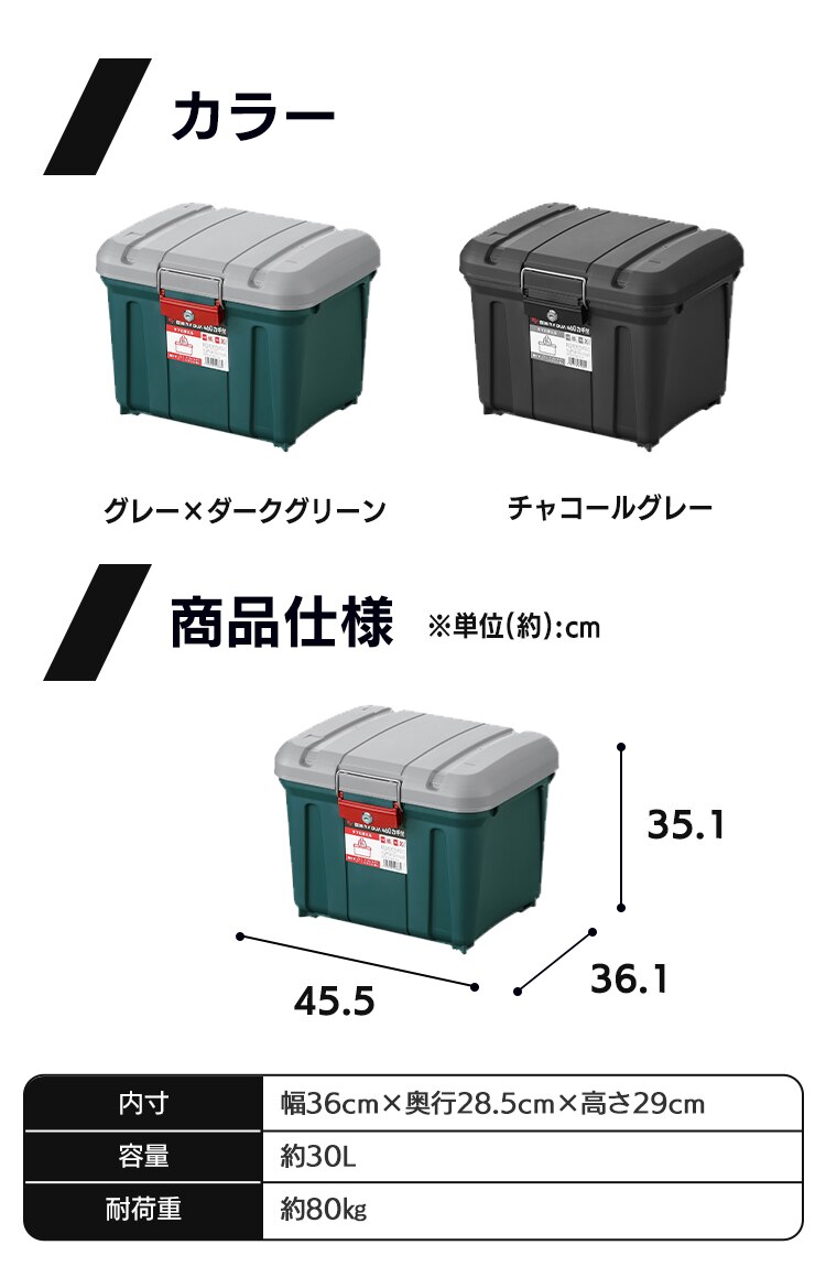 密閉RVBOX460 カギ付き MRV460 グレー/ダークグリーン6