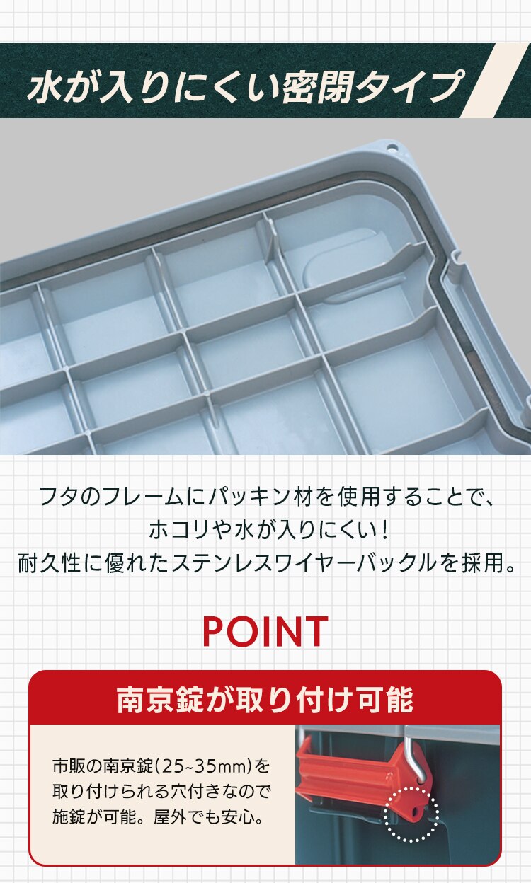 密閉 RVBOX 700 グレー/ダークグリーン 【単品・お得なセット】4