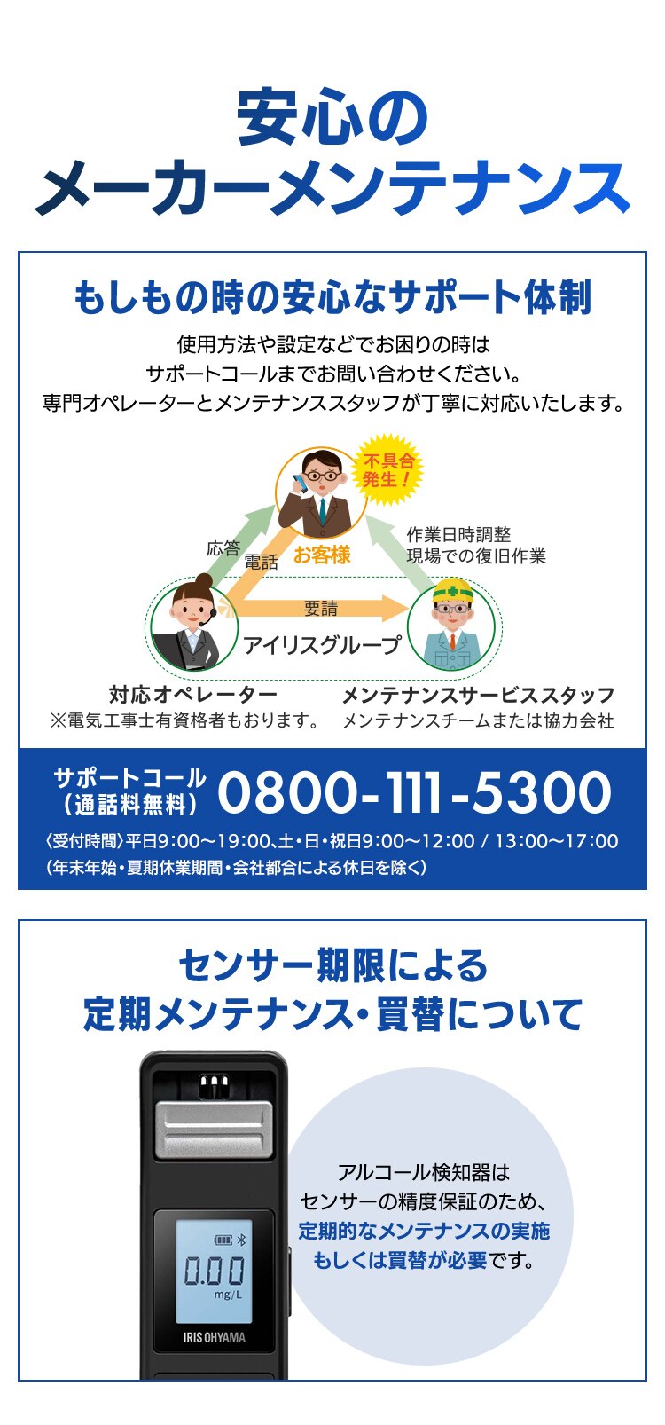 アルコールチェッカークラウド管理サービス「ALPiT」端末込み Bluetooth版 IRALC-M1000 【2年一括払い】3