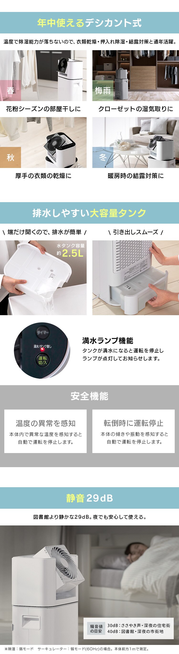 サーキュレーター衣類乾燥除湿機 デシカント式 13畳 5L 静音 1台3役 グレー/天面ブラック4