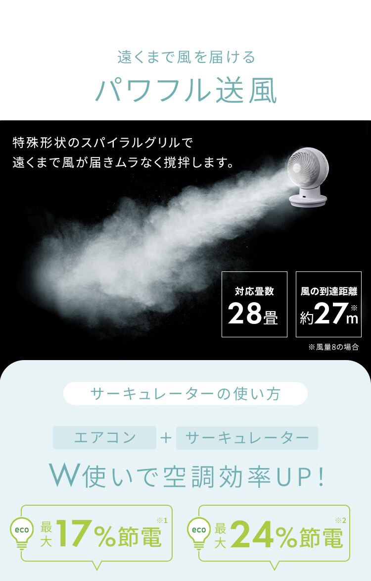 【分解丸洗い】 サーキュレーターアイ 28畳 DCモーター 上下左右首振り PCF-SDC15T-EC-W ホワイト5
