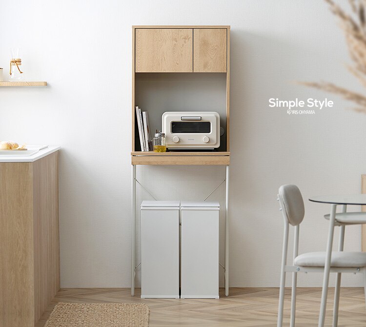 ゴミ箱上ラック スライド棚付 LGUR-595S ナチュラル／グレー0