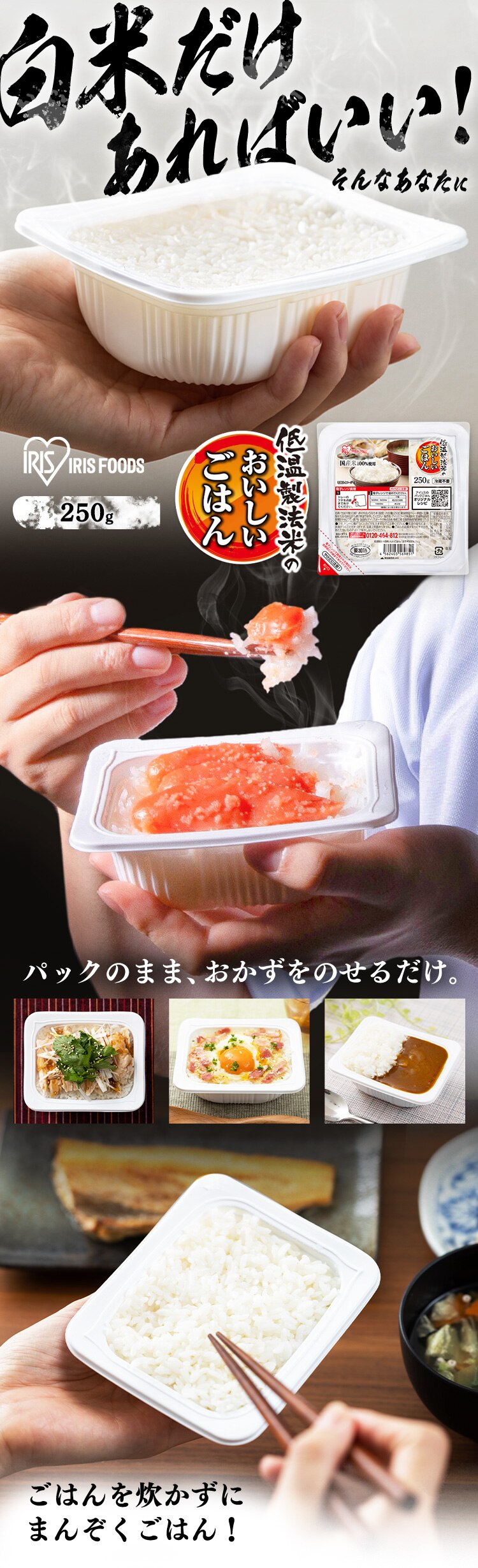 低温製法米のパックごはん 大盛り 250g&times;3パック0