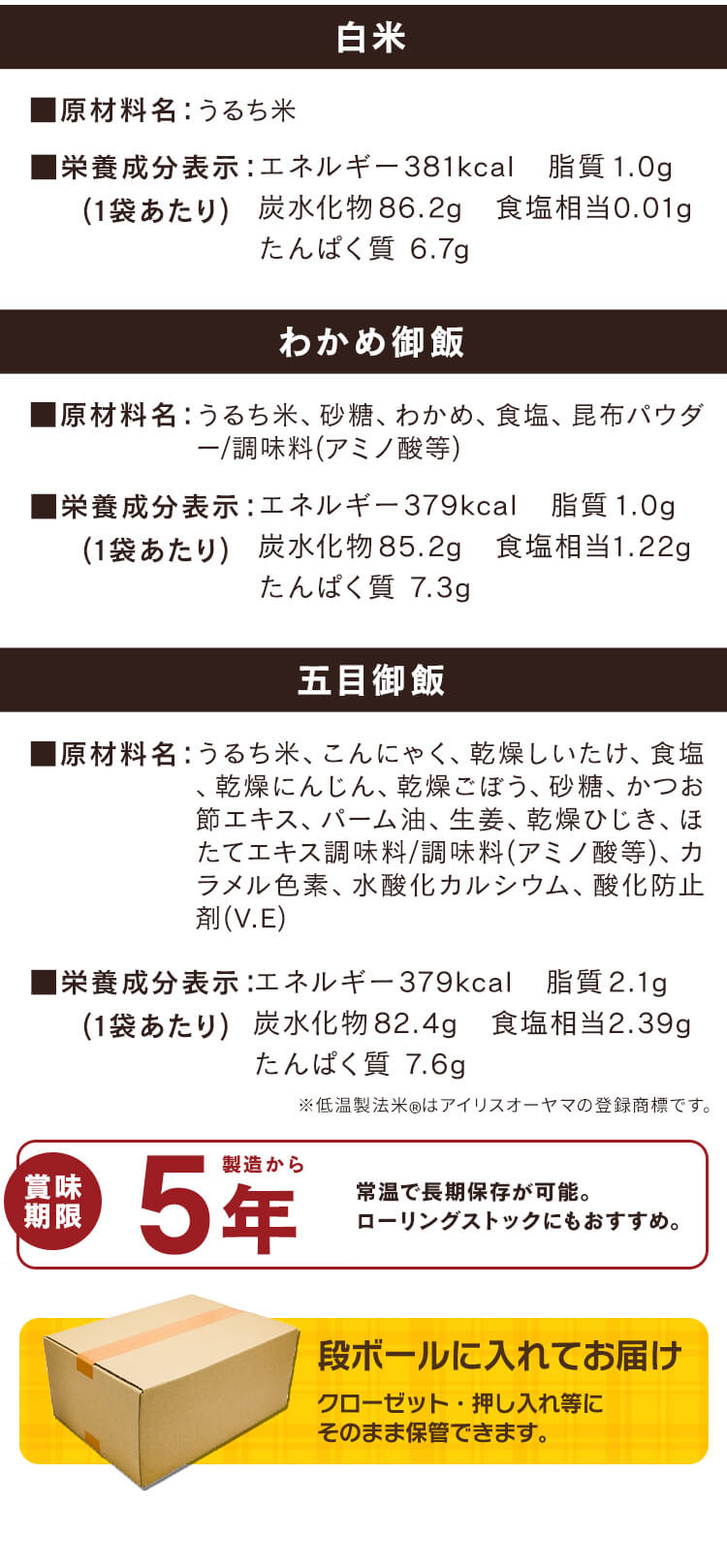 &alpha;化米3日分セット5