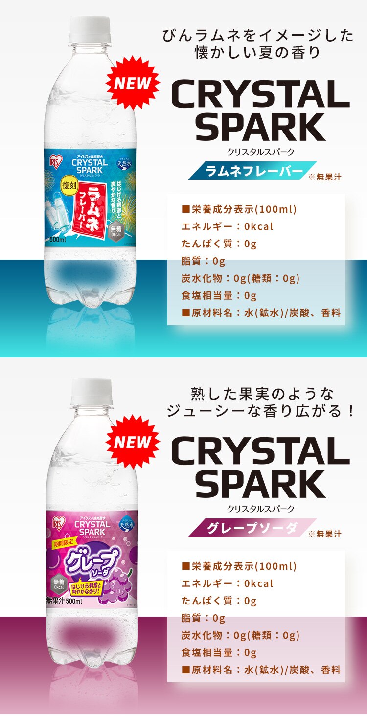 CRYSTAL SPARK スペシャルアソートセット 500ml&times;12本 (グレープソーダ/ラムネ ver) 4