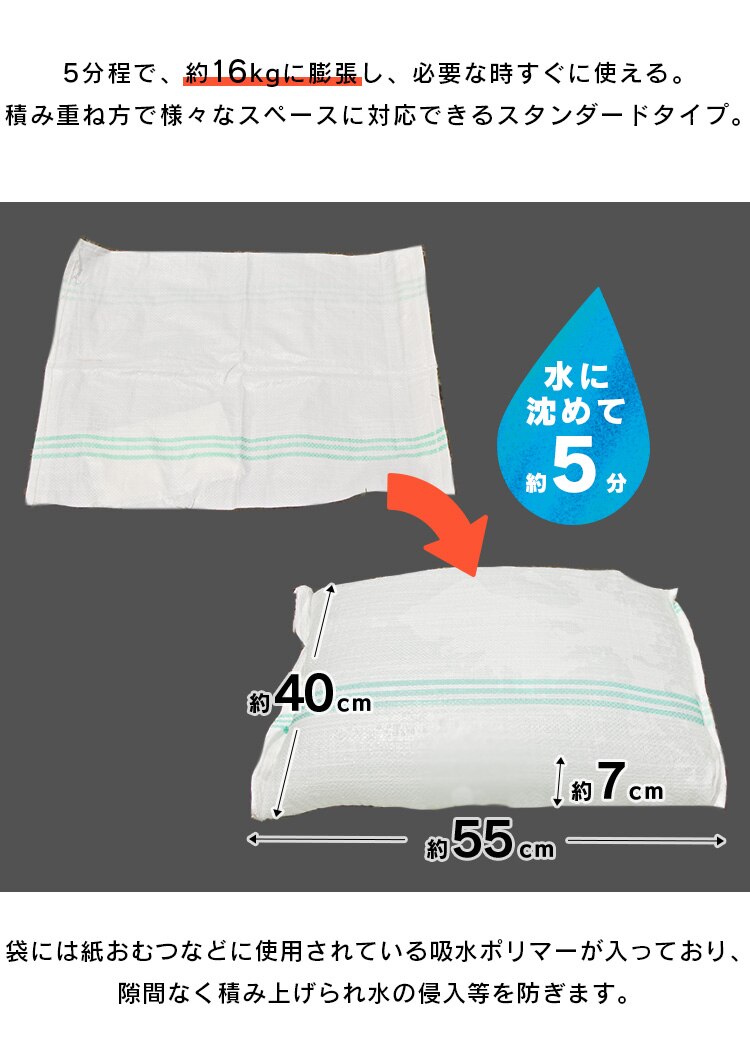 【10個セット】 緊急簡易土のう スタンダードタイプ 10枚入り H-DNW-52