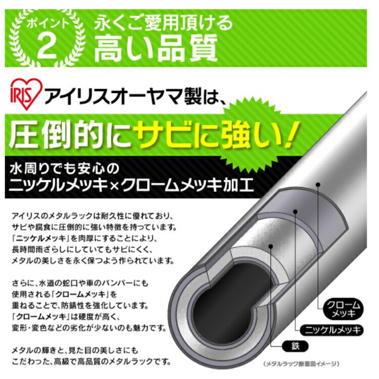 スチールラック ミニ 幅55cm メタルラック 突っ張りラック 5段 MTO-5521TP (ポール直径19mm・棚板5枚)2