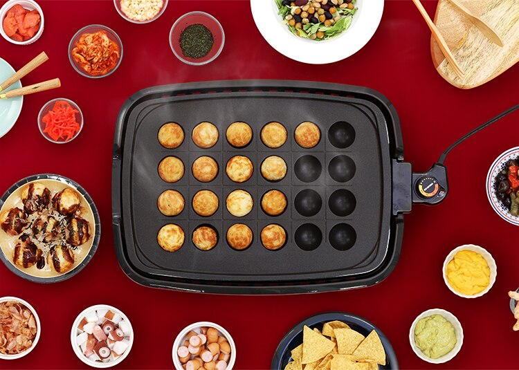 ホットプレート 網焼き風 3枚 APA-137-B ブラック (焼肉/平面/たこ焼き 24穴)17