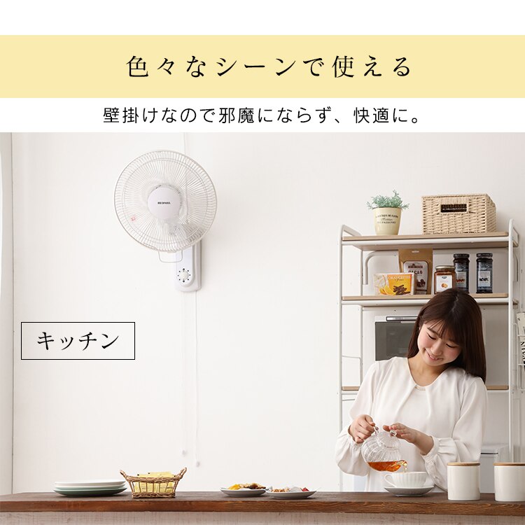 扇風機 壁掛け 左右首振り WFM-306 ホワイト5