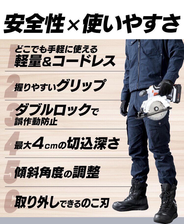 【9%OFF】電動ノコギリ 丸のこ 18V 充電式 バッテリー付き JSC1405