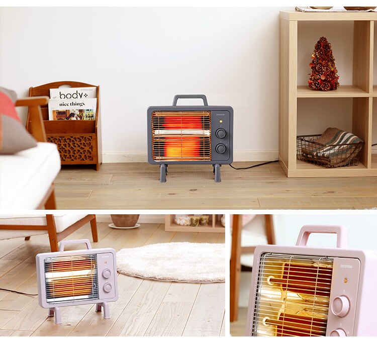 電気ストーブ 遠赤外線 コンパクト ブラックコート 2段階調節 IEHDB-800-P ピンク1