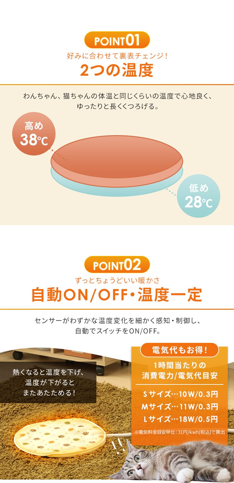 ペット用ホットカーペット   PHK-S 丸型Sサイズ ペット用ヒーター2