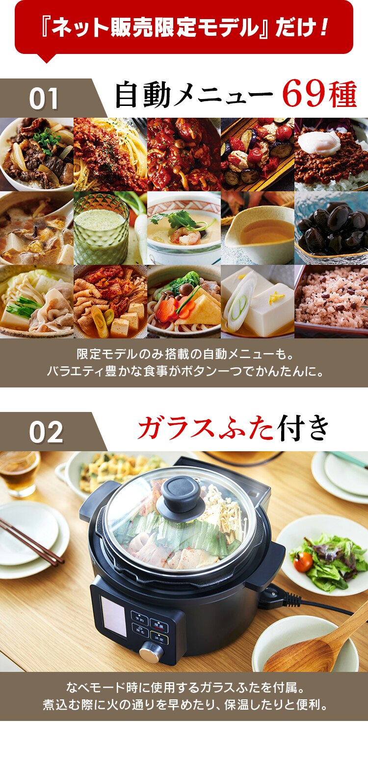 自動メニュー69種 ガラスふた付き