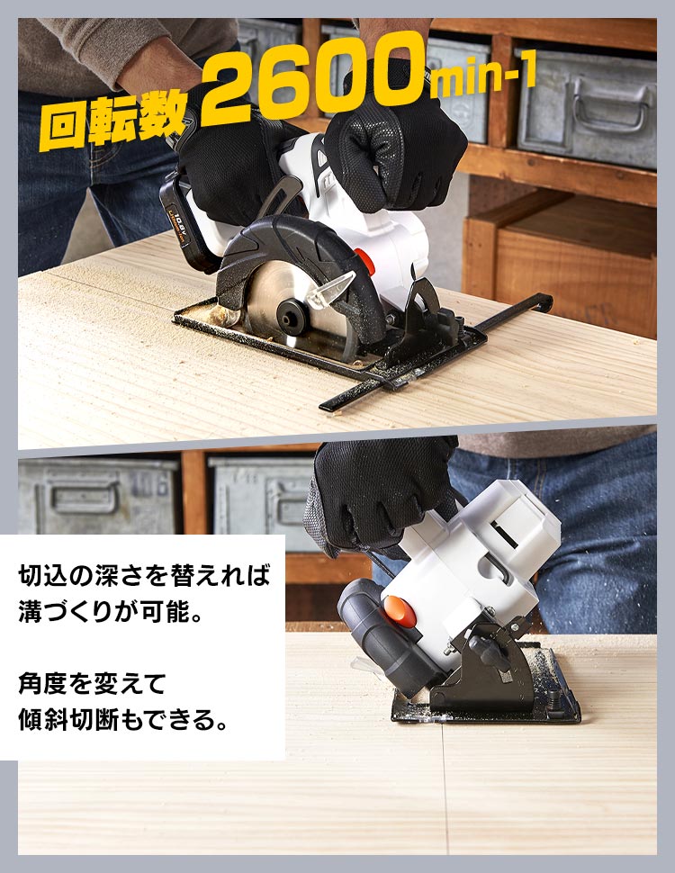 2600min-1 溝作り・傾斜切断が可能