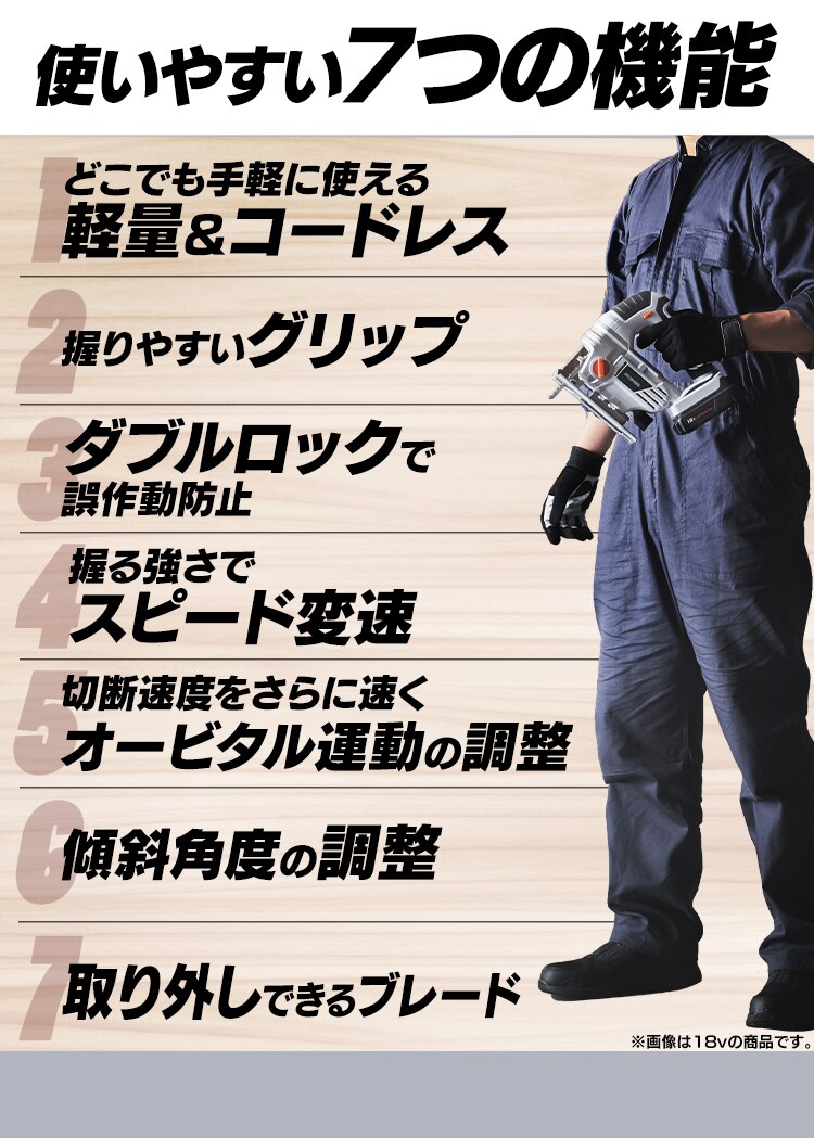 【21%OFF】 電動ノコギリ 糸のこ ジグソー 10.8V 充電式 バッテリー付き JJS1015