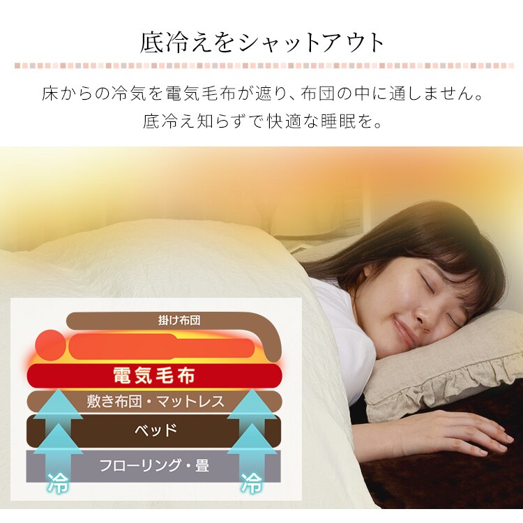 電気毛布 188×130 掛け敷きタイプ 省エネ室温センサー付 自動切タイマー付 EHB-F1813-DT 洗える フランネル素材 ダークブラウン【前払い不可】【代引き不可】【同梱不可】2