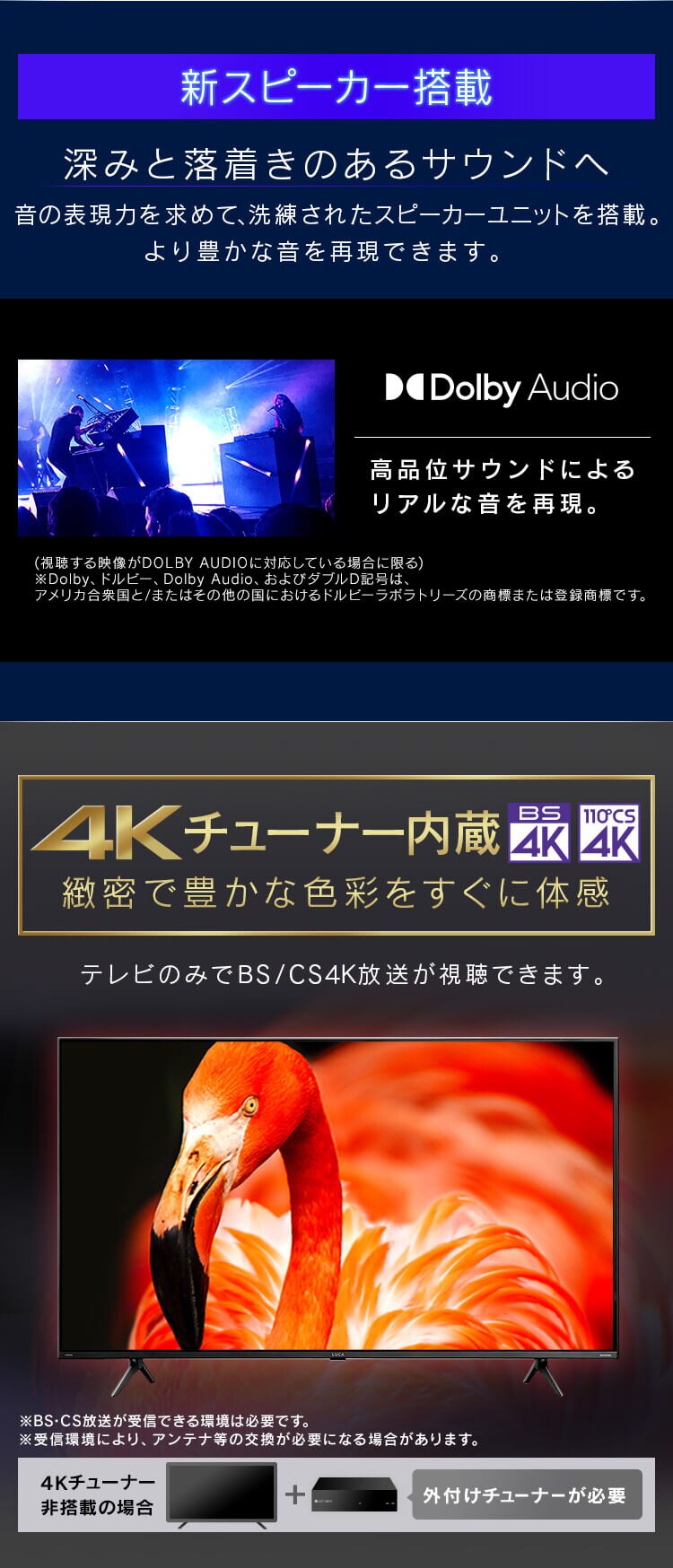 テレビ 55V型 4K QLED LUCA 55XＱUC356