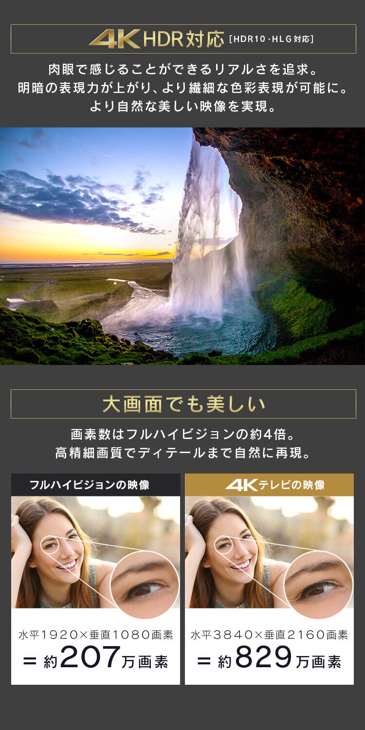 テレビ 55V型 4K QLED LUCA 55XＱUC357