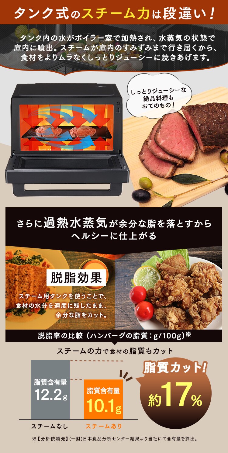 スチームオーブンレンジ 30L タンク式 MS-F3001-B ヘルシーメニュー 26種類 時短ブースト ブラック2