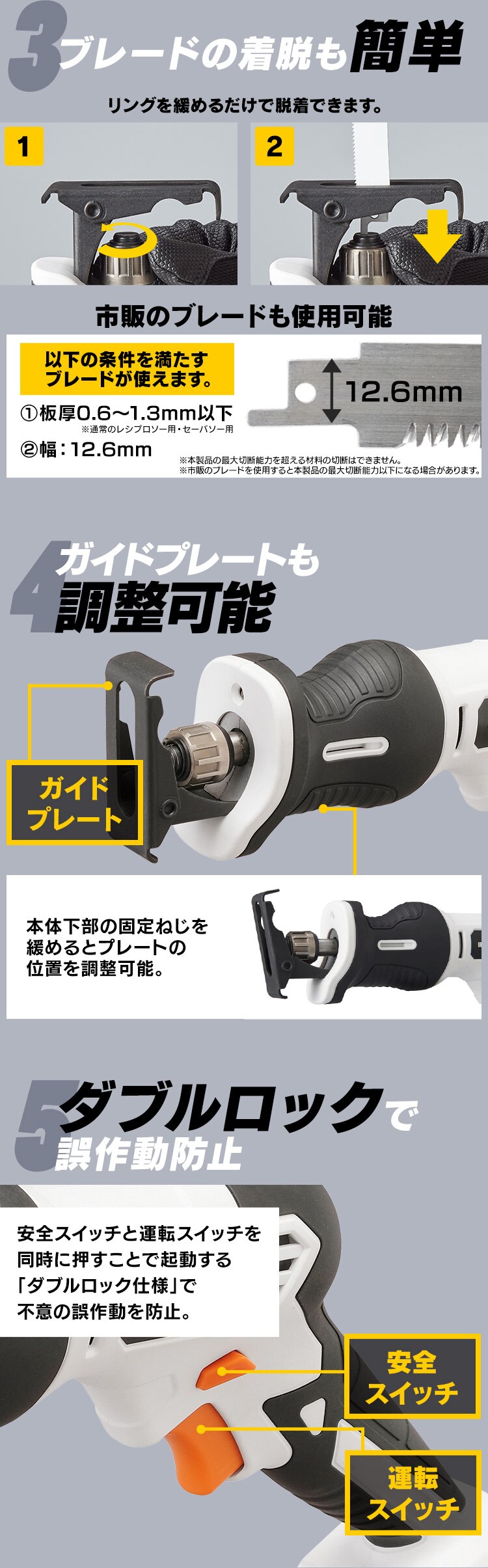 【4%OFF】 電動ノコギリ レシプロソー 10.8V 充電式 本体のみ JRS13-Z ホワイト6