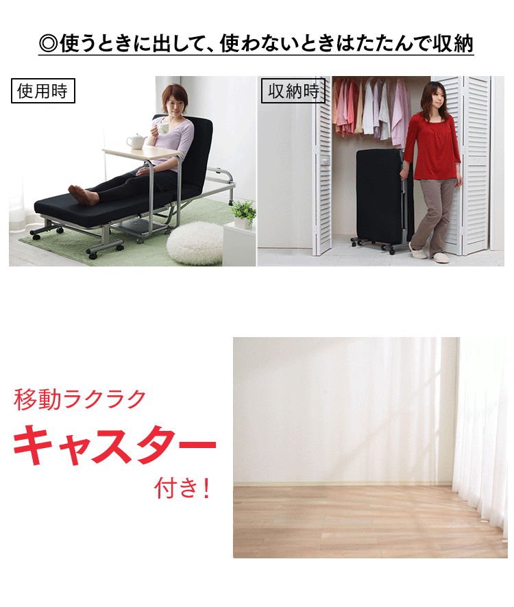 ベッド ミニサイズ 折りたたみ 14段階リクライニング 厚さ7cm OTB-MN ネイビー7