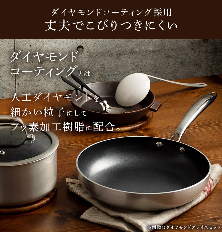 【IH対応】KITCHEN CHEF ダイヤモンドグレイス 両手なべ20cm DG-P20 シルバー9