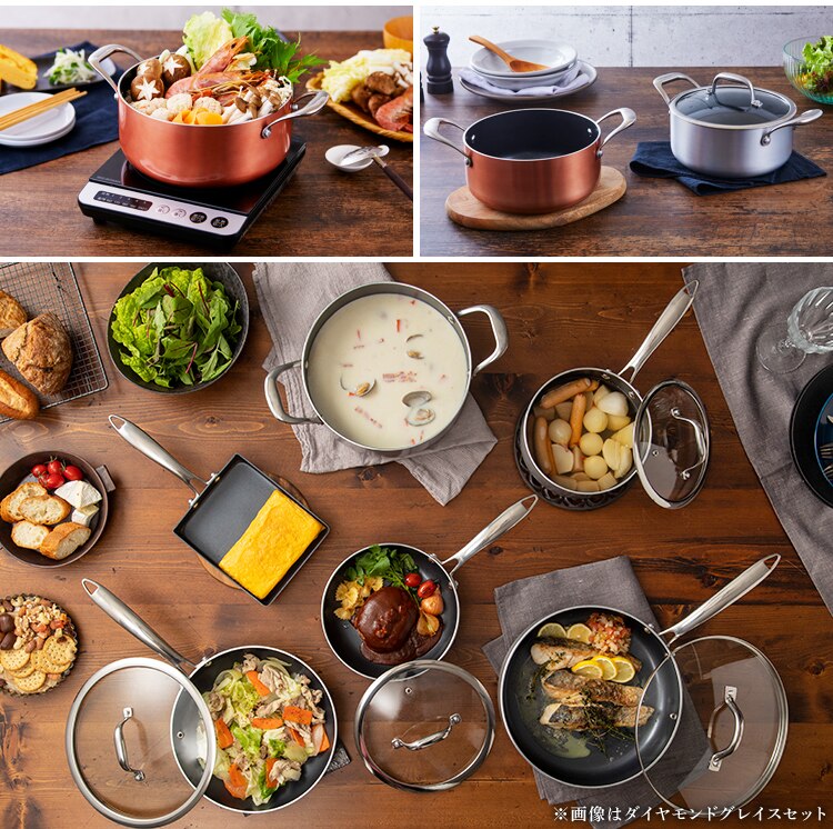 【IH対応】KITCHEN CHEF ダイヤモンドグレイス 両手なべ20cm DG-P20 シルバー14