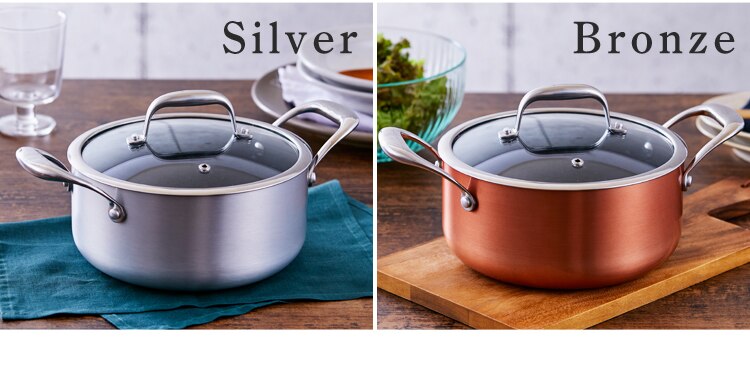 【IH対応】KITCHEN CHEF ダイヤモンドグレイス 両手なべ20cm DG-P20 シルバー16