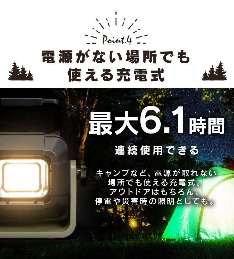 ワークライト LED ベースライト 充電式 作業灯 屋外 500lm LLT-500BB11