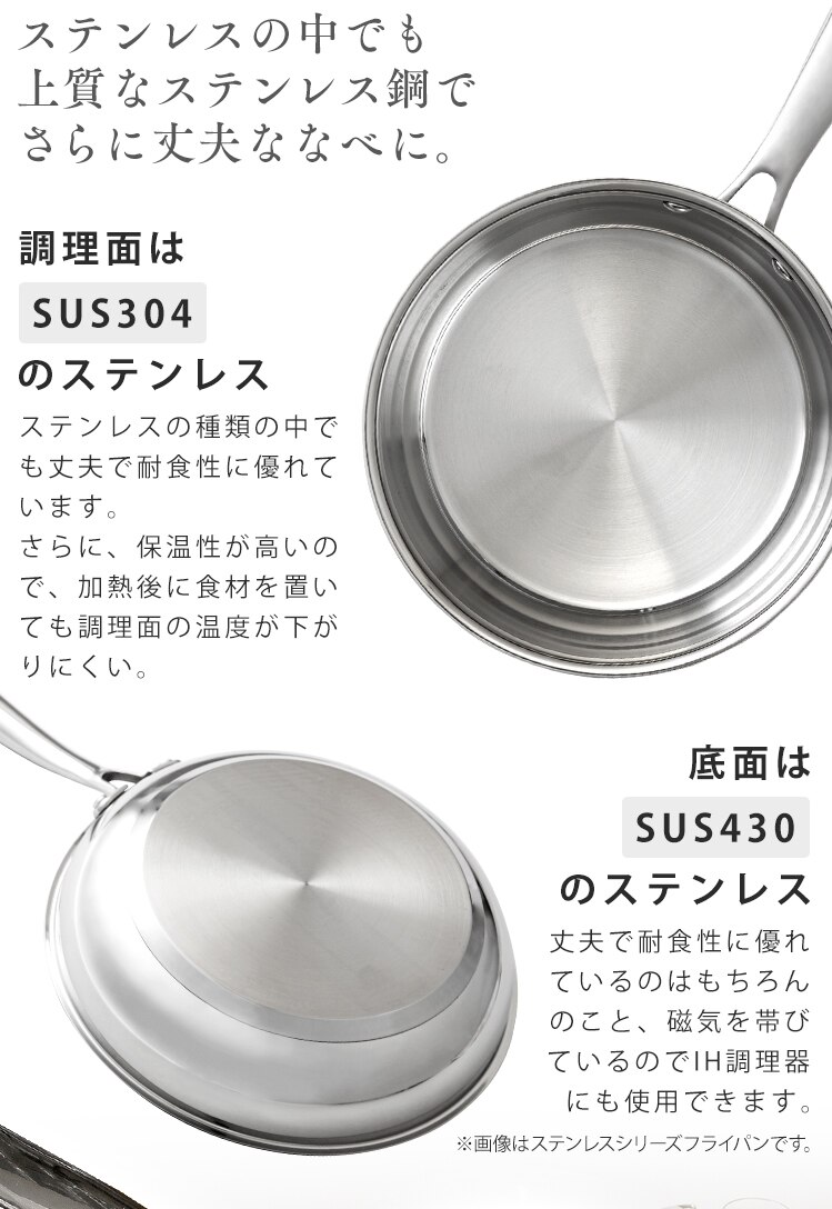 鍋 片手鍋 18cm IH/ガス ステンレス SP-P18 　3