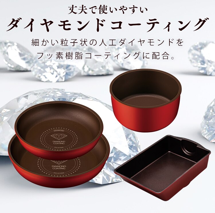 【IH対応】KITCHEN CHEF ダイヤモンドコートパン 12点セット H-IS-SE12　5