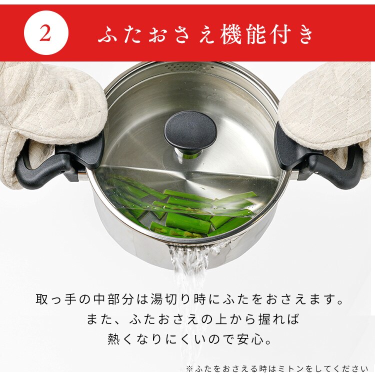 鍋 湯切り両手鍋 20cm IH/ガス SP-PY204