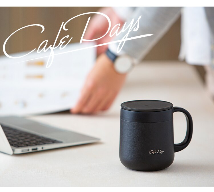 マグカップ 380ml 蓋つき 保冷 保温 真空断熱 2WAY Cafe Days CD-2WT380 ブラック2