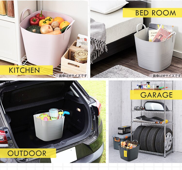 ランドリーバスケット Sサイズ ソフト スクエア SBK-280S アイボリーブラック6