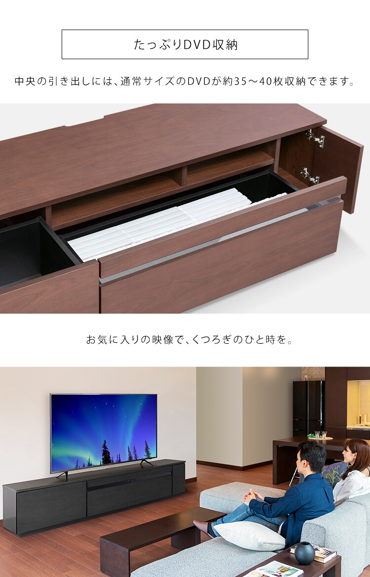 【完成品】ボックステレビ台 170cm (ガラス扉付き) BTS-GD170UF ウォールナット5