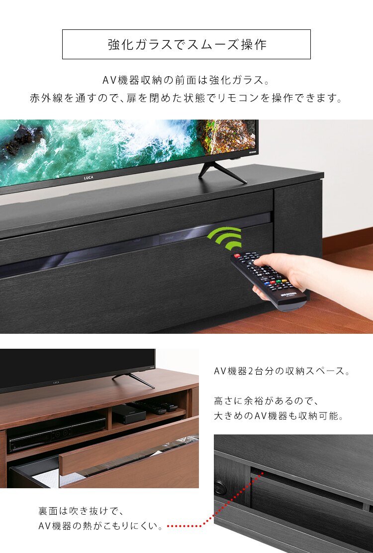 【完成品】ボックステレビ台 145cm (ガラス扉付き) BTS-GD145UF 全2色4