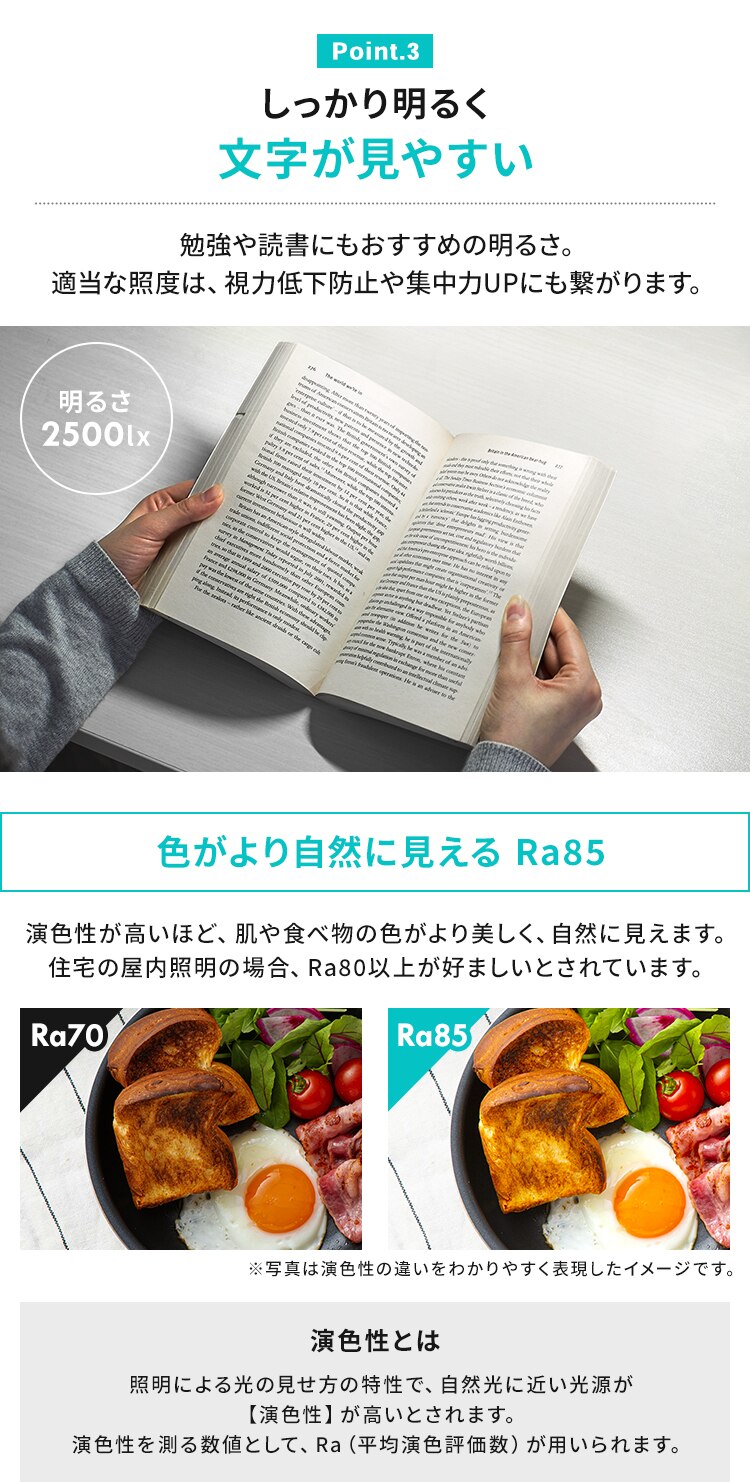 文字がしっかり見やすい明るさ