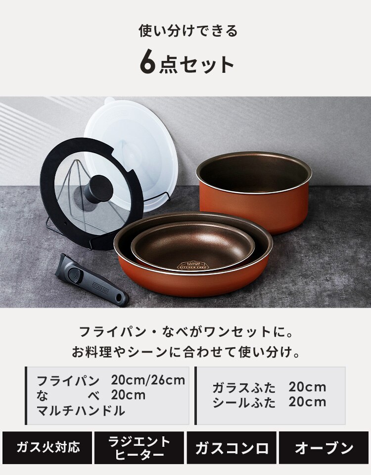 【完売品】ダイヤモンドコートパン ガス 6点セット PDCG-T6S メタリックバーミリオン6