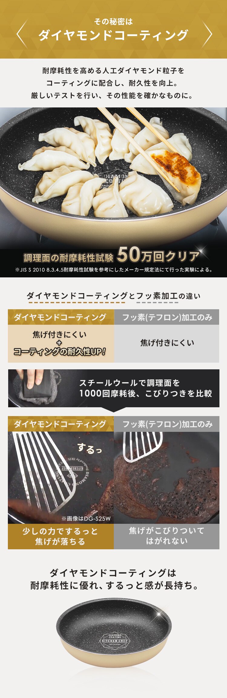 フライパン 12点セット ガス火専用 ダイヤモンドコートパン DCG-T12S クレイベージュ2