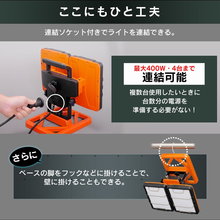 ワークライト LED ワイドパネル ベースタイプ 置き型 防水 作業灯 10000lm LWT-10000B-WP13