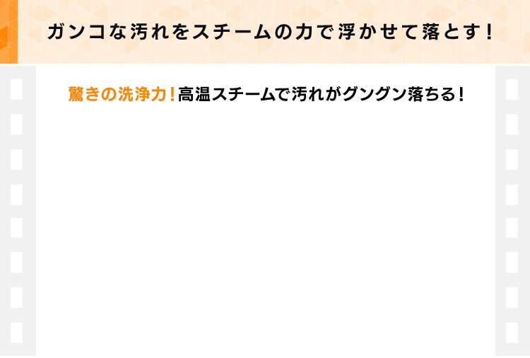 油汚れが高温スチームで落ちる！