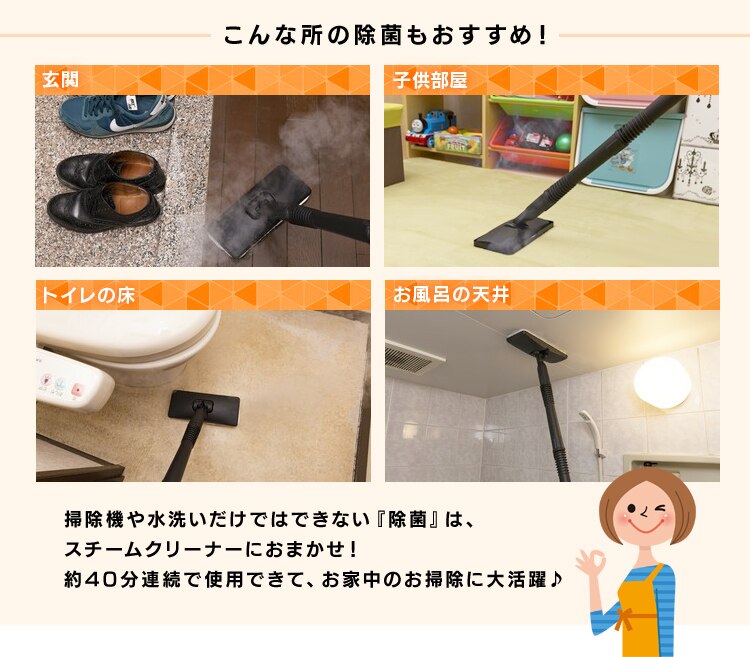 排水溝、トイレ、お風呂やテーブルなどの除菌に