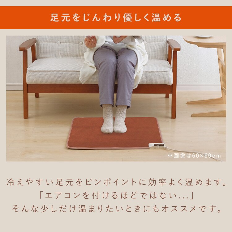 ホットマット 60&times;60 温度調節2段階 HCM-60S-T ブラウン1