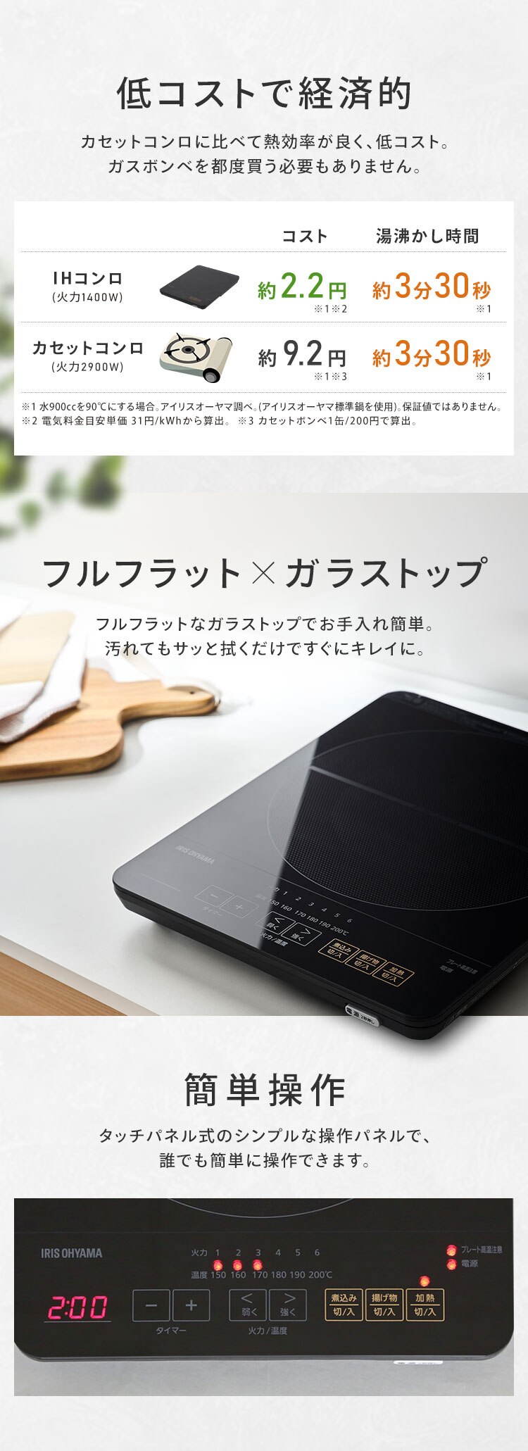 IHコンロ 1口 1400W 薄型 IHC-T43-B ブラック4