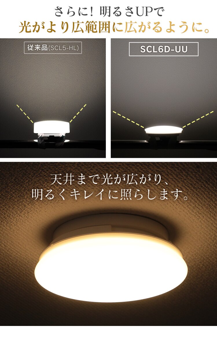 シーリングライト LED 小型 薄型 600lm 電球色 玄関 廊下 キッチン 洗面所 クローゼット 照明 SCL6L-UU3