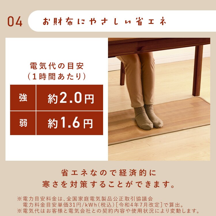 ホットカーペット 45&times;110 温度調節2段階 HCM-1105FL-M 撥水加工 お手入れ簡単 木目調5