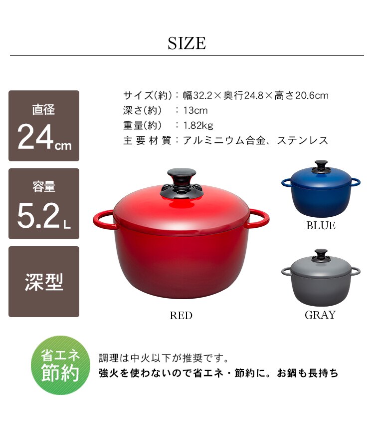 デザイン無加水鍋 GMKS-24D ブルー19