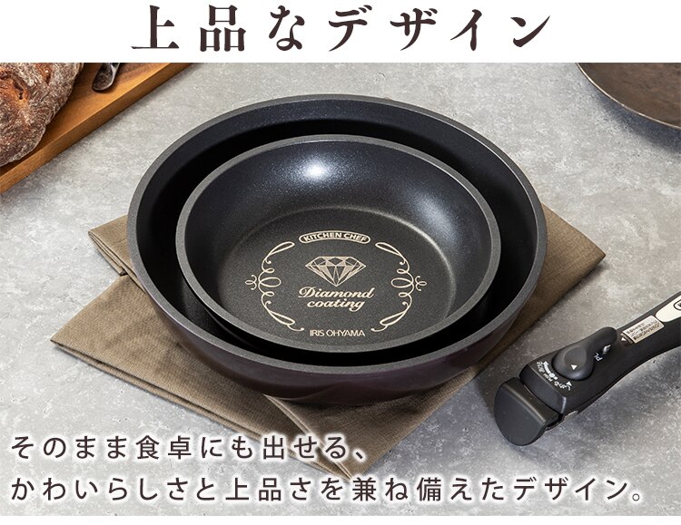 【IH対応】KITCHEN CHEF ダイヤモンドコートパン グレードプラス 3点セット IZ-SE3 パープル20