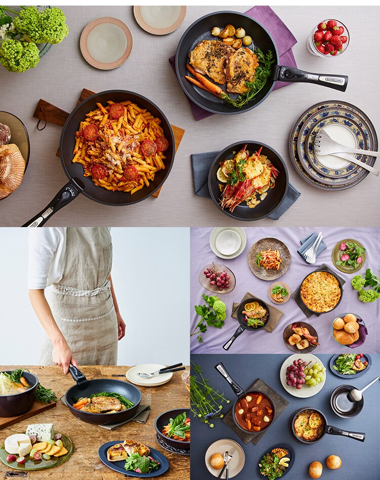 【IH対応】KITCHEN CHEF ダイヤモンドコートパン グレードプラス 3点セット IZ-SE3 パープル21